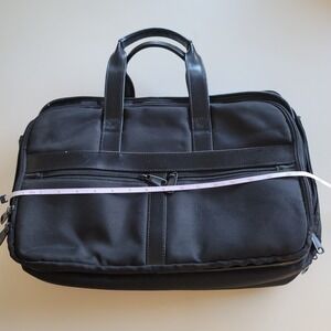 Vtg 16" LAPTOP‎ BRIEFCASE leather(?) Carry Bag w/zippered & unzippered pockets